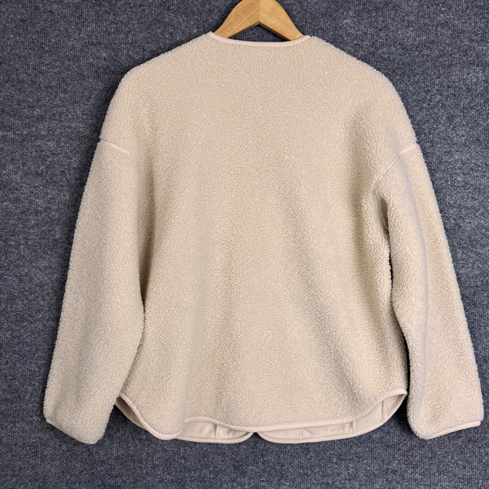 Uniqlo Fleece Cardigan Womens S Cream Excellent Button Up Sherpa Pile Jacket - Picture 2 of 9